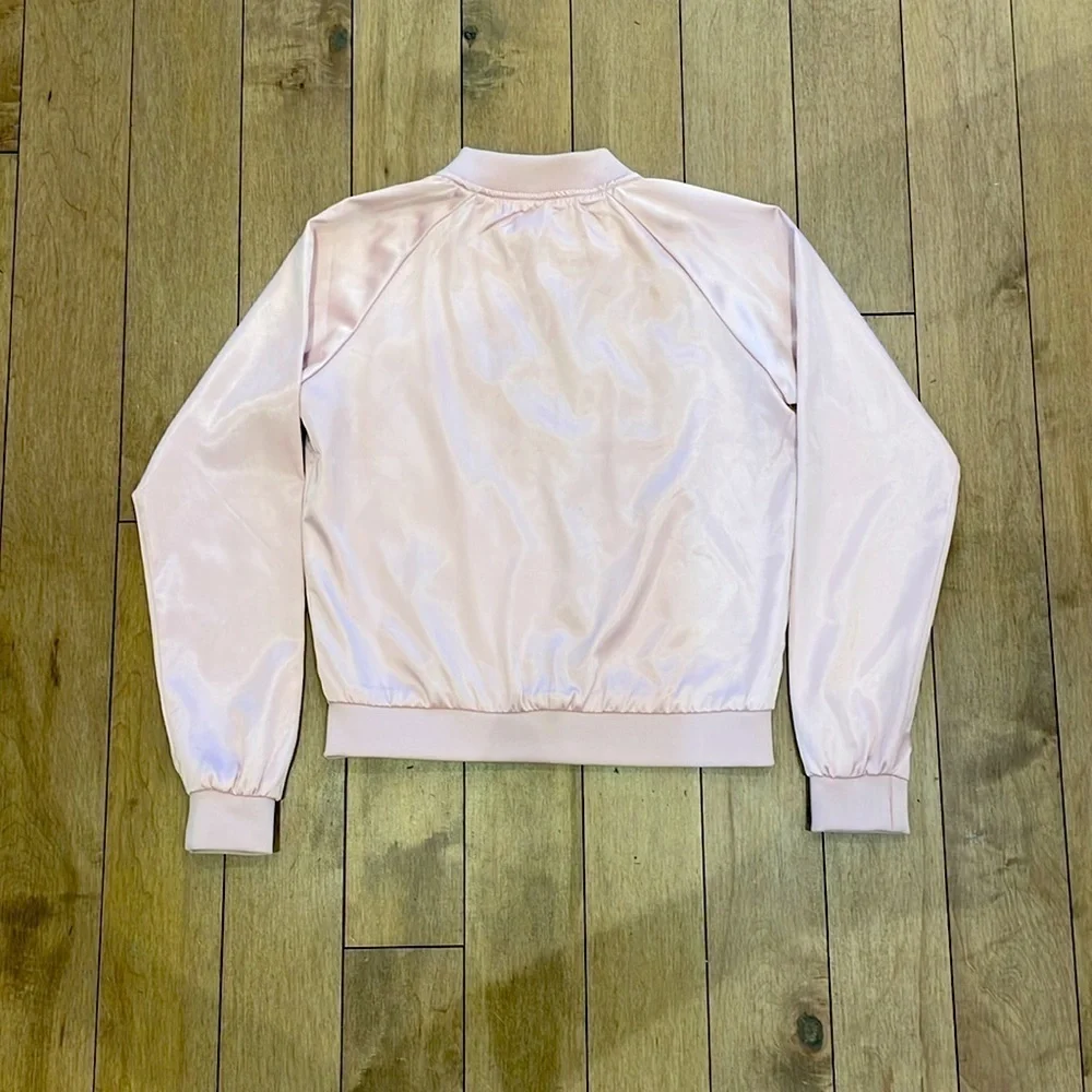Romeo & Juliet Couture Embroidered Satin Bomber Dusty Pink jacket size S - Picture 8 of 8